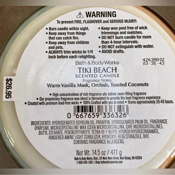 Bath & Body Works Tiki Beach Candle - Teal & Orange - Picture 3 of 3